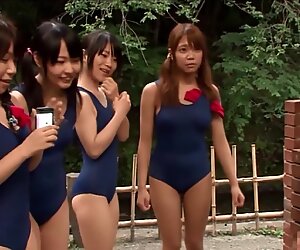 Japanese  schoolgirls asked a guy to show his cock